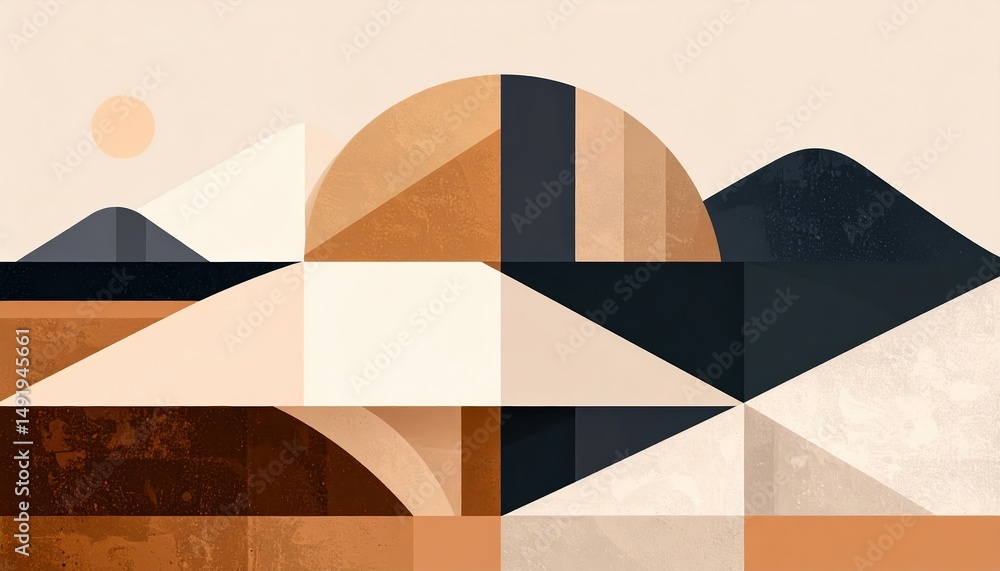 Poster dynamic interplay of abstract geometric shapes, a visual exploration of modern design and vibrant te