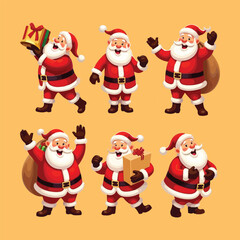santa claus with gifts set illustration 