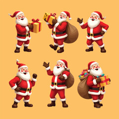 Santa Claus set carton animated for gift hand 