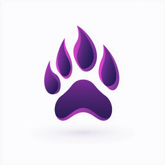 purple vector icon of a wolf paw print on a white background.