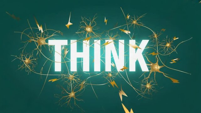 THINK Green Text Animation with Sparkling Effect