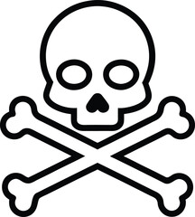 Skull and Bones Icon Outline Vector illustration