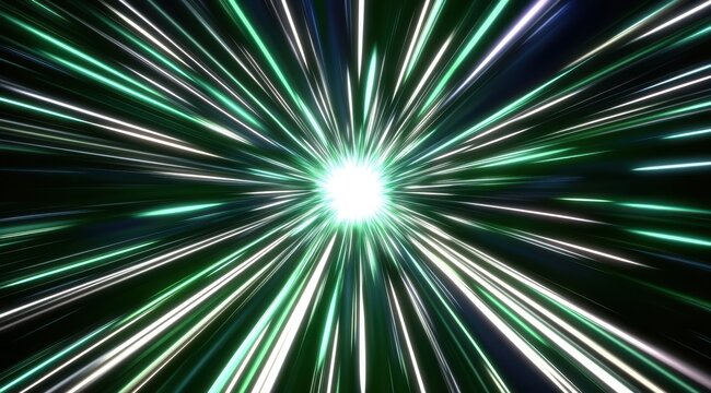 Abstract, vibrant radial lines converge to bright center