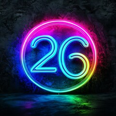 Neon number twenty-six glows