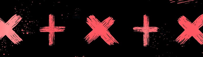 Obraz premium Red Crosses and Pluses on Black Background