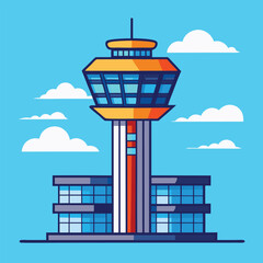 Fototapeta premium Air Traffic Control Tower Clipart – Vector Art and Illustration of Airport Tower
