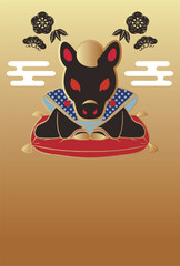 年賀2026　年賀状　2026　福助人形　午年　午　馬　和風　テンプレート　文字　デザイン　イラスト