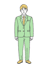 立ち姿の男性ビジネスマンのシンプルなカラーイラスト