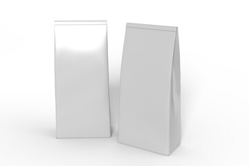 3D Realistic blank pouch plastic bag mockup with zipper isolated. Ziplock bag product containers for presentation branding coffee, candy, spices, food pouch, snack sachet or resealable packaging