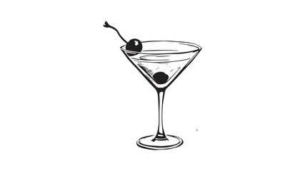 Cosmopolitan in Martini Glass line art sketch