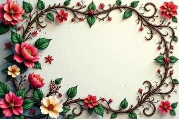 Intricate floral damask, swirling vines & leaves, motif, background