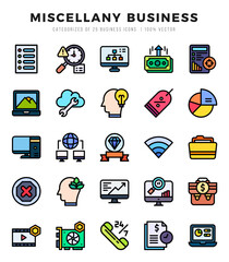 Set of Miscellany Business icons in Lineal Color style. Lineal Color Icons symbol collection.