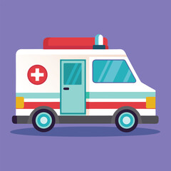 Fototapeta premium Ambulance Vector Illustration – Emergency Medical Vehicle Clipart in Flat Design