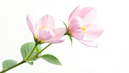Obraz premium Single flower bloom isolated on white background with details, nature photography, nature, leaves
