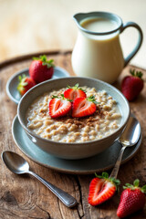 homemade strawberry pie with milk