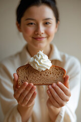 little girl eating bread