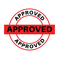 Approved stamp icon, approval messages. Vector illustration.

