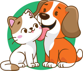 Illustration of dog and cat suitable for a pet shop logo