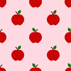 Cartoon red apple seamless pattern