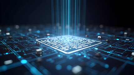 Holographic Qr code, AI generated image