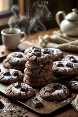 chocolate chip cookies and coffee