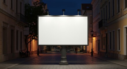 Billboard on Street at Night