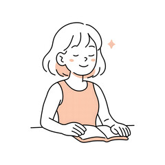 Girl reading a book during her free time