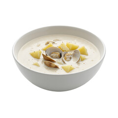 Creamy Clam and Potato Soup in White Bowl