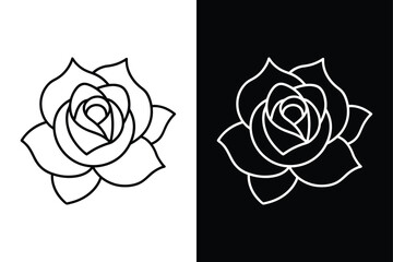 Rose Line Art Vector. Elegant Floral Illustration in Minimalist Style