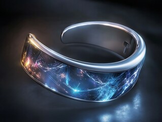 An elegant, compact, wearable quantum computing device, a concept art.