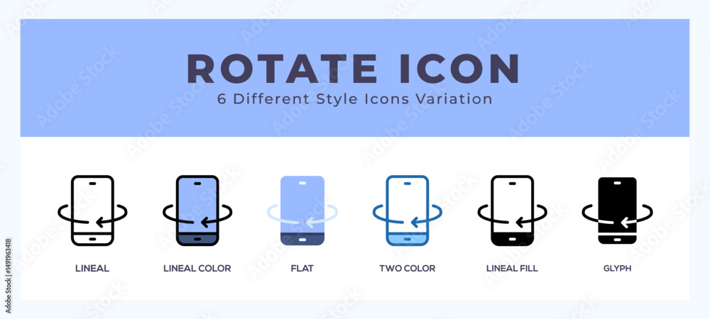 Aufkleber rotate icon set with different styles. vector illustration.
