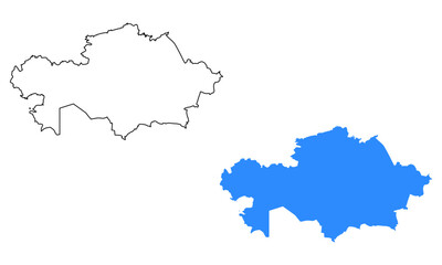 Obraz premium Map of kazakhstan. Detailed outline and blue silhouette