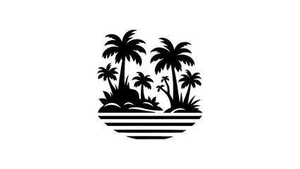 forest, jungle, leaves, trees, rays, waves, jungle icon logo vector in black colour silhouettes