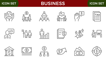 Business line icons. Team, business people, human resources, collaboration, research, meeting, partnership, support, businessman