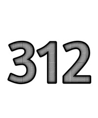 Black and white color numbers 312