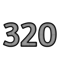 Black and white color numbers 320