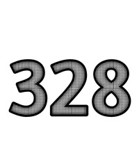 Black and white color numbers 328