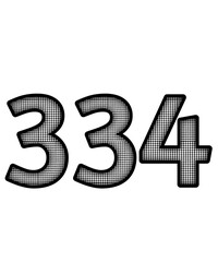 Black and white color numbers 334
