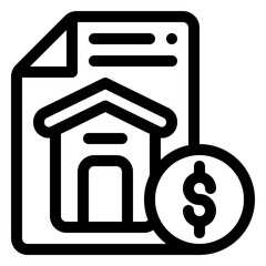 contract sale real estate outline icon and illustration