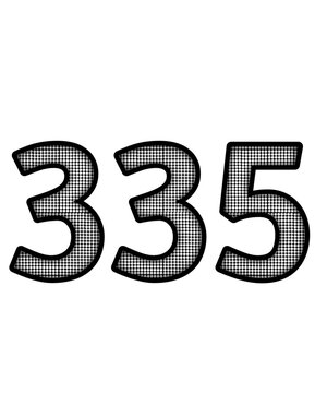 Black and white color numbers 335