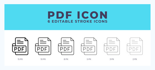 Pdf file icon symbol. Isolated. Vector illustration with editable stroke.