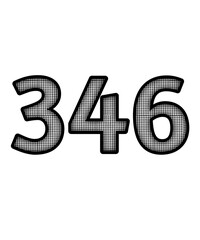 Black and white color numbers 346