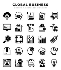 Set of simple Lineal Filled Global Business Icons. Lineal Filled art icons pack.