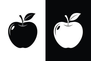 Apple Icon Vector Art. Flat Fruit Silhouette for Graphic Design