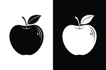 Minimalist Apple Icon Vector. Flat Silhouette Design on White Background