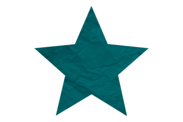 Crumpled green star pattern stickers, separated on a transparent background.