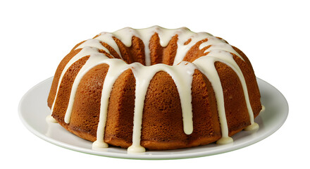 Fototapeta premium Glazed Yellow Bundt Cake on White Plate