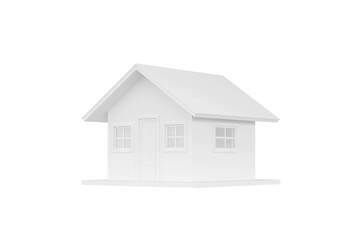 3D house model on white background with clipping path. Concept of real estate, home ownership, and housing market. Simple 3d house rendering.