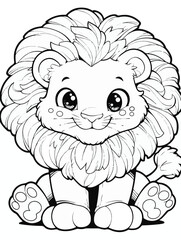 Cute Lion Line Art 
