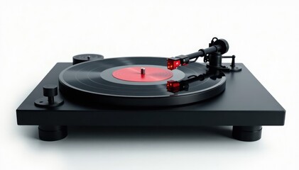 Studio shot of a turntable with vinyl record on white background , hiphop, white background